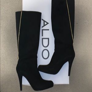 Black calf high boots